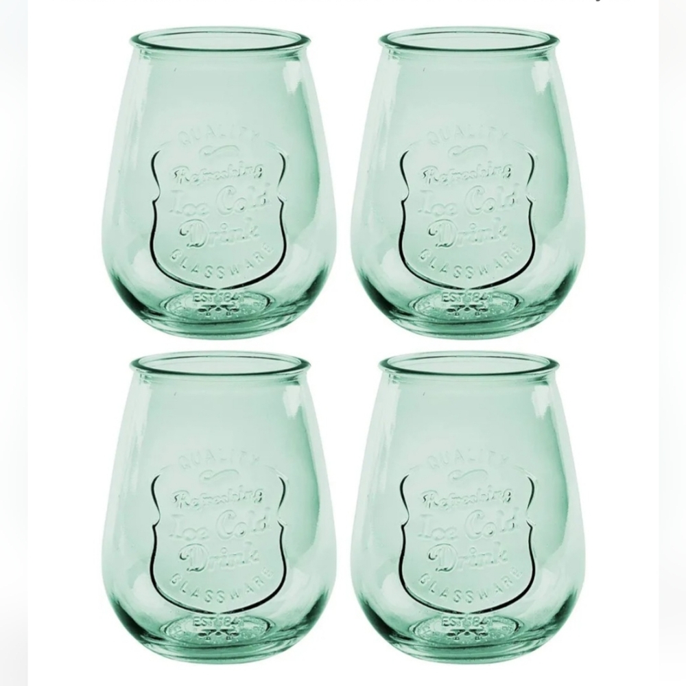 Retro Ware set of 4 stemless Wine Glasses